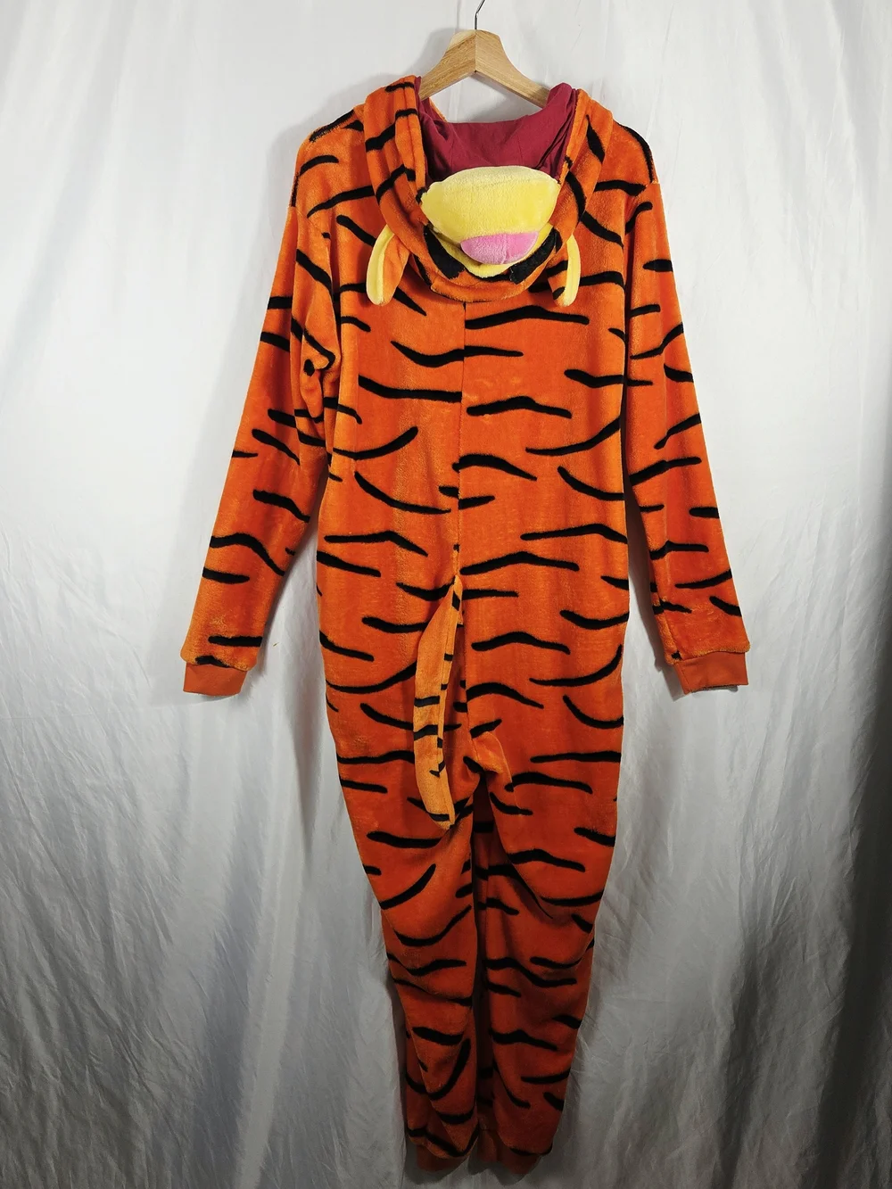 Kids Orange Plush Oversized Tigger Onesie Cozy Hooded One-Piece Costume Small